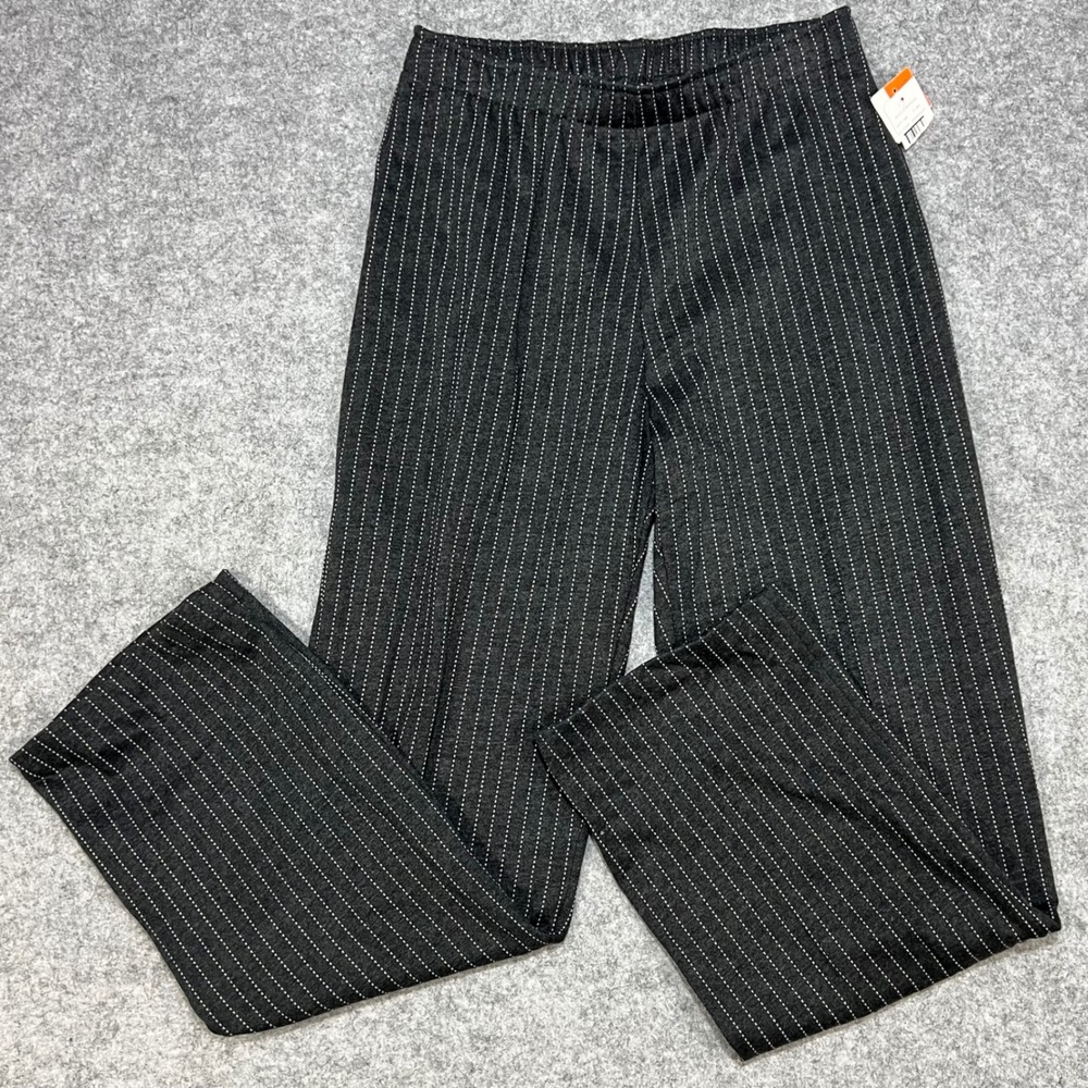 NWT Cathy Daniels Women's Medium Black Pinstripe Wide Leg‎ Pants Casual Office